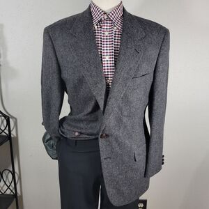 Racquet Club Men's Tweed Sport Coat Blazer Two Button‎ Herringbone Wool 44R